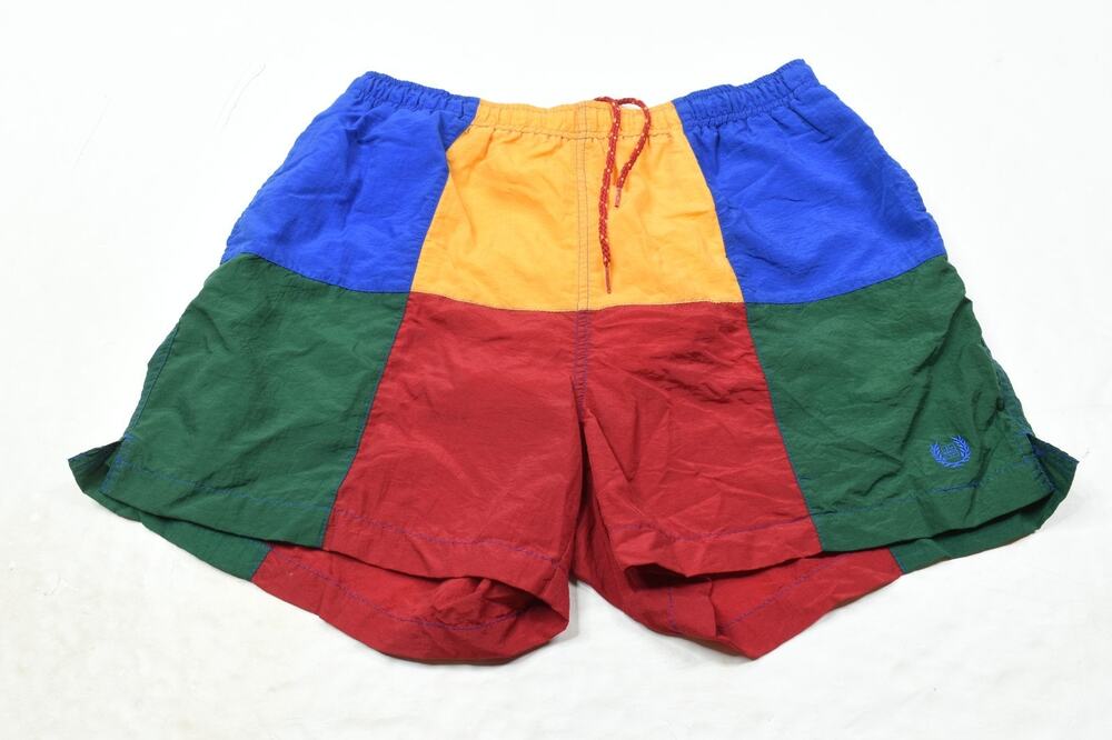 Vintage Givenchy Swim Trunks Shorts Mens Large Colorblock Mesh Lined Drawstring
